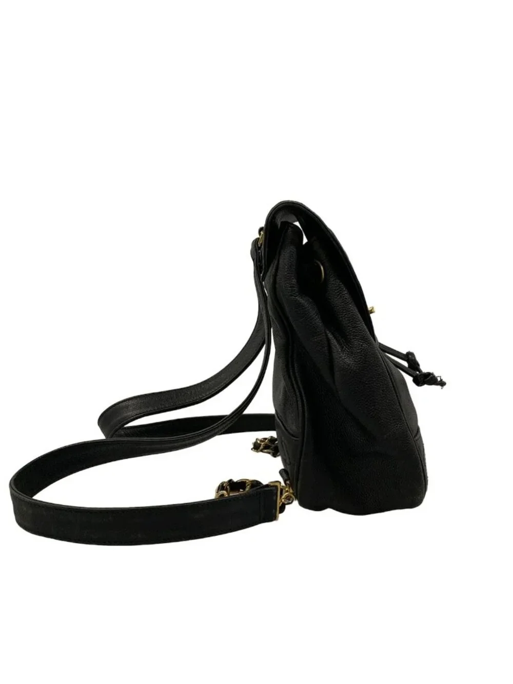 Chanel Backpack Triple Coco Black Chain Shoulder Gold CC Logo